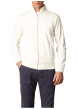 Thumbnail Sweat zippé en coton mélangé écru uni avec une coupe droite et un col montant