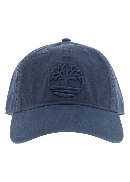 Casquette en coton bleue unie avec le logo ton sur ton brodé à l'avant