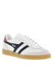 Thumbnail Tennis en cuir blanches à détails en daim et à semelle plate miel translucide - Image 3
