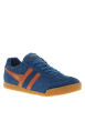 Thumbnail Tennis en cuir bleues en daim à empiècements rouges brique et à lacets plats - Image 3