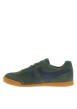 Thumbnail Tennis en cuir vertes sapin en daim à empiècements bleus et à semelle plate miel - Image 2