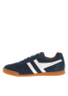 Thumbnail Tennis en cuir bleues marine en daim à empiècements blancs et à lacets plats - Image 2