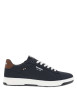 Thumbnail Tennis en toile basses bleues marine à semelle plate blanche et à lacets plats