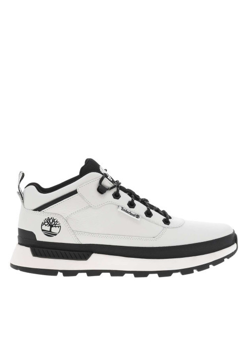 Sneakers blanches à détails noirs avec des lacets ronds à rayures