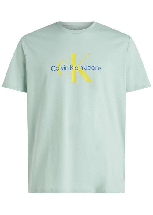 T-shirt en coton turquoise avec un imprimé une coupe droite et un col rond