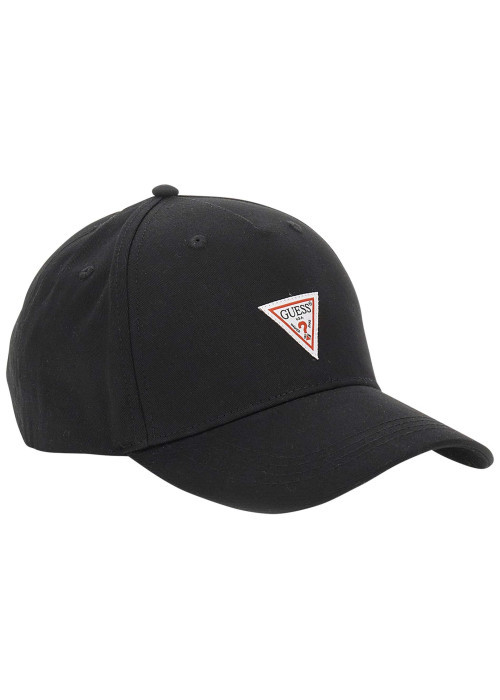 Casquette strapback en coton noire unie avec le logo triangulaire blanc