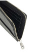Thumbnail Porte-cartes zippé en cuir grainé noir uni avec le logo à l'avant - Image 3