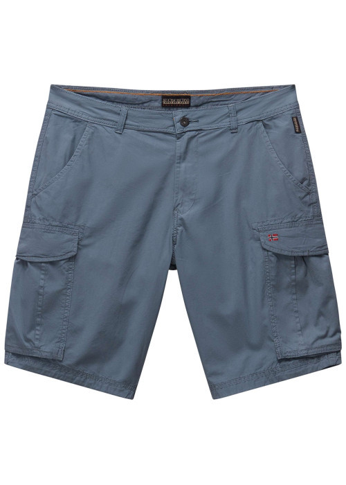 Short cargo en coton gris uni avec des poches et une coupe droite