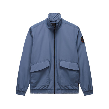 Blouson gris uni avec une coupe droite à col...
