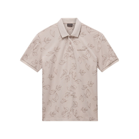 Polo en coton beige imprimé avec un col...