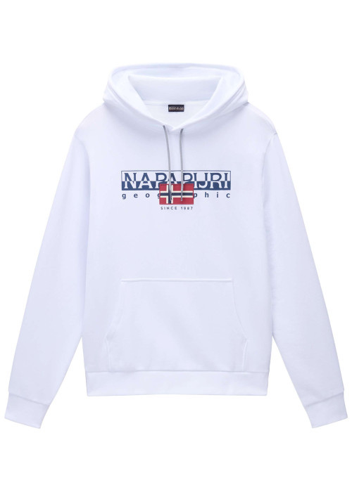 Sweat en coton blanc uni avec une coupe droite et un col à capuche