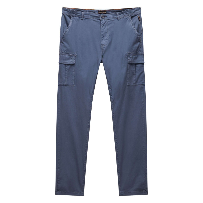 Napapijri - Pantalon Cargo En Coton Gris Uni Avec Une Coupe Droite Et Des Poches - Gris