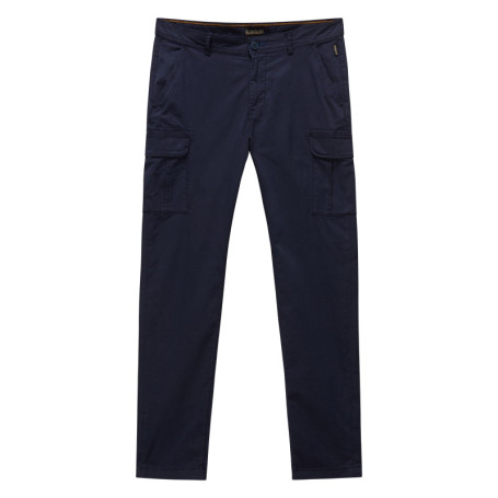 Pantalon cargo en coton marine uni avec des...