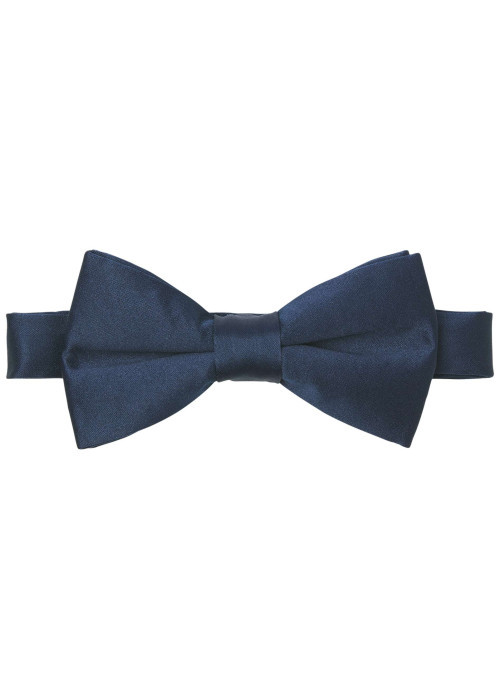 Noeud-papillon bleu marine satiné ajustable en tissu solide et résistant
