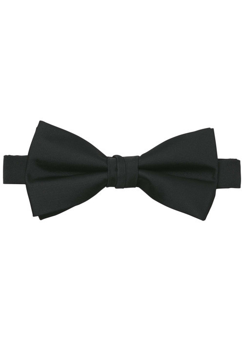 Noeud-papillon noir satiné ajustable en tissu solide et résistant