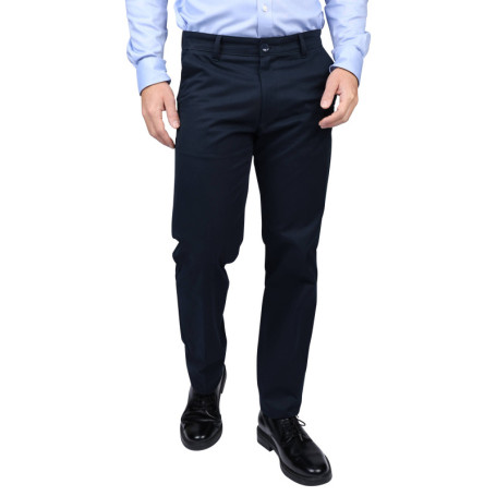 Pantalon chino en coton marine uni avec des...