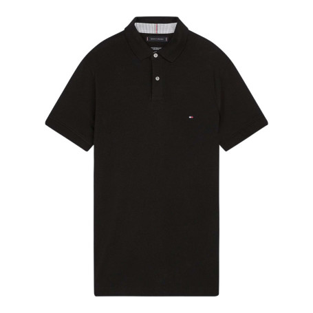 Polo en coton noir uni à coupe regular fit avec...