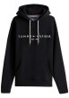 Thumbnail Sweat à capuche noir uni à coupe droite avec le nom de la marque brodé