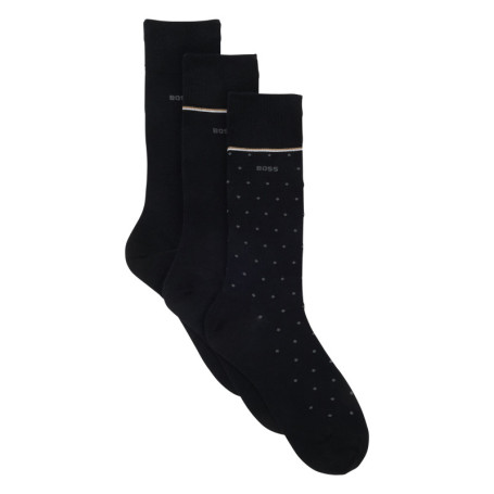 Lot de 3 paires de chaussettes hautes noires à...