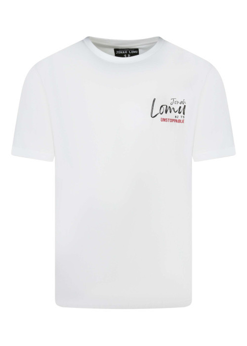 T-shirt en coton blanc avec un imprimé une coupe droite et un col rond