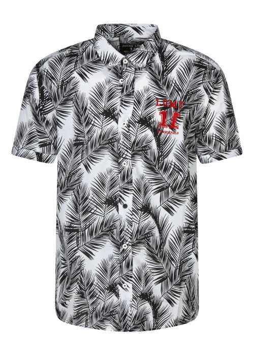 Chemise blanche en coton avec des motifs une coupe droite et un col boutonné