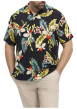 Thumbnail Chemise à manches courtes noire à imprimé tropical avec un col cubain - Image 3