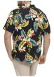 Thumbnail Chemise à manches courtes noire à imprimé tropical avec un col cubain - Image 4