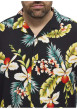 Thumbnail Chemise à manches courtes noire à imprimé tropical avec un col cubain - Image 6