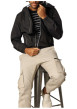 Thumbnail Blouson à capuche noir uni avec des détails blancs et à coupe droite - Image 4