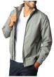 Thumbnail Blouson vert sauge uni à coupe droite et à col montant avec des poches zippées