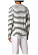 Thumbnail Pull en coton blanc à rayures bleues marine avec un col rond et une coupe droite - Image 2