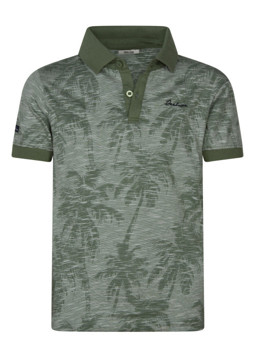 Polo en coton vert d'eau avec des motifs une coupe droite et un col à revers
