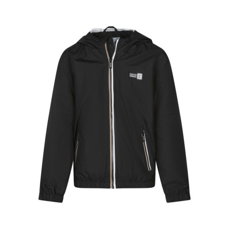 Blouson noir uni avec une coupe droite un col à...