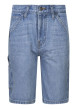 Thumbnail Short 5 poches en coton bleu uni à coupe droite et avec un patch d'authenticité