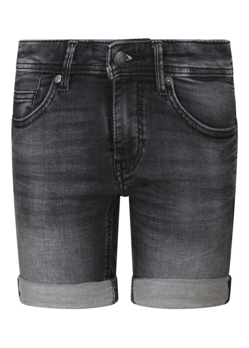 Short 5 poches en coton mélangé anthracite uni avec une coupe droite
