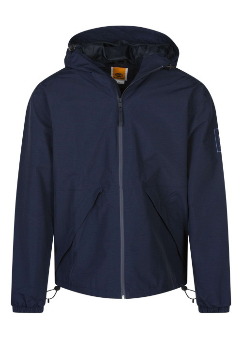 Blouson marine uni à coupe droite avec un col à capuche et des manches longues