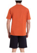 Thumbnail Pyjama court en coton orange et noir uni à coupe droite avec un imprimé - Image 2