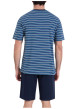 Thumbnail Pyjama court en coton bleu à rayures et à coupe droite avec une poche - Image 2