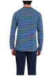 Thumbnail Pyjama long en coton bleu à rayures et à coupe droite avec une poche - Image 2