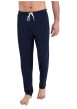 Thumbnail Pyjama long en coton bleu à rayures et à coupe droite avec une poche - Image 3