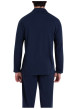 Thumbnail Pyjama chemise long en coton bleu marine uni à coupe droite et à col v à revers - Image 2