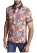 Thumbnail Polo en coton orange fleuri à coupe slim fit et à col fermé par trois boutons