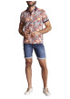 Thumbnail Polo en coton orange fleuri à coupe slim fit et à col fermé par trois boutons - Image 2