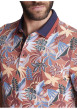 Thumbnail Polo en coton orange fleuri à coupe slim fit et à col fermé par trois boutons - Image 4