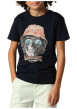 Thumbnail T-shirt en coton bleu marine à imprimé tête de mort avec un col rond