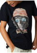 Thumbnail T-shirt en coton bleu marine à imprimé tête de mort avec un col rond - Image 3