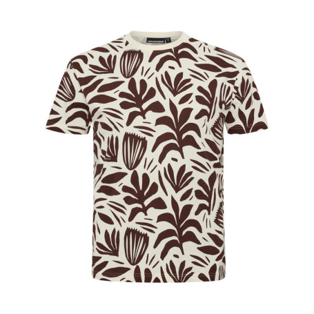 T-shirt en coton écru à imprimé feuilles...