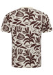 Thumbnail T-shirt en coton écru à imprimé feuilles bordeaux et à col rond - Image 2