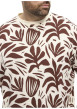 Thumbnail T-shirt en coton écru à imprimé feuilles bordeaux et à col rond - Image 6