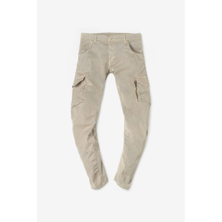 Pantalon slim style cargo en coton beige à...
